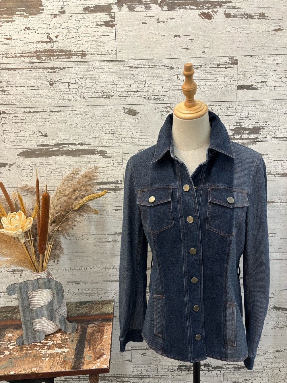 Worth Dark Indigo Denim Jacket with Brass Buttons